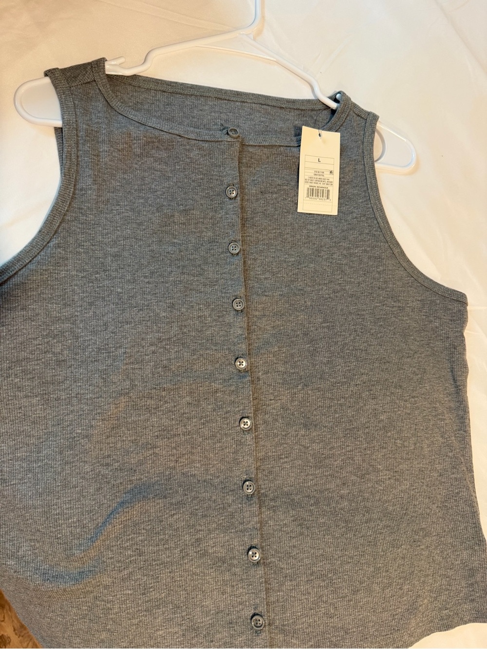 a new day Gray Ribbed Button-Front Tank